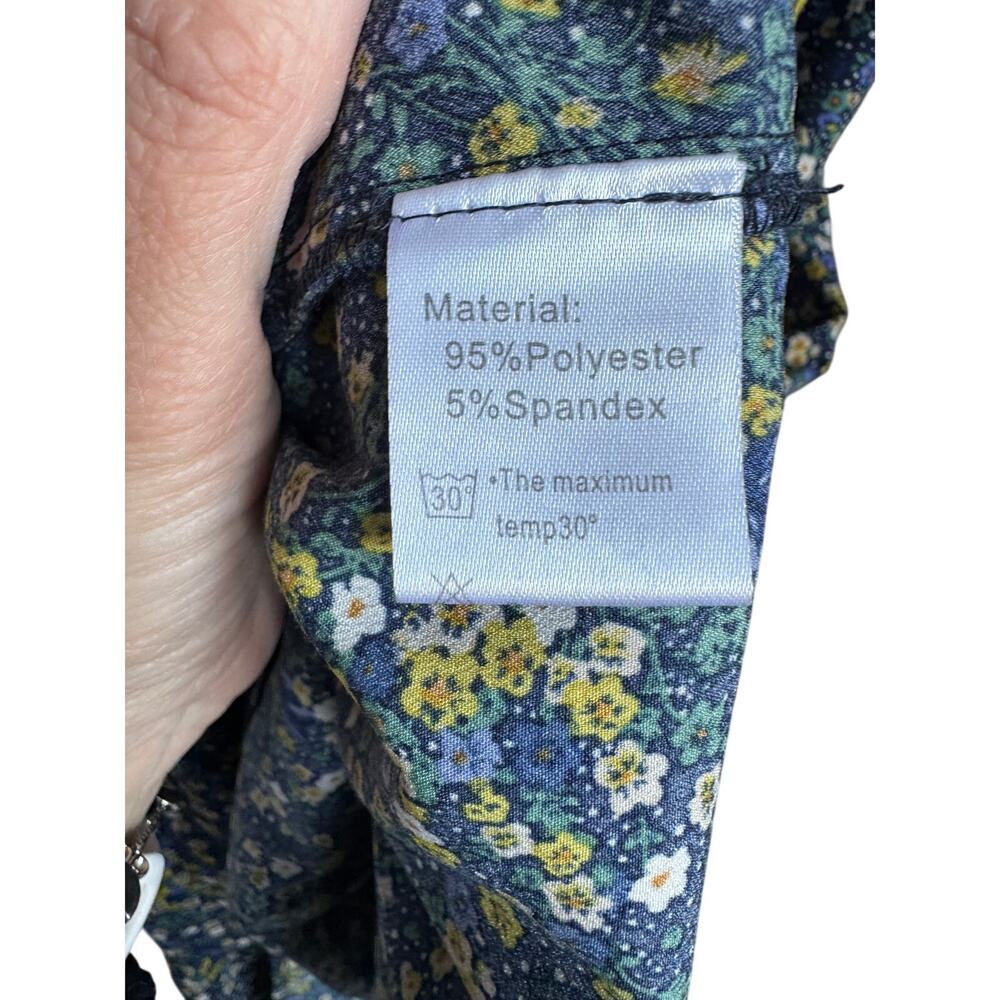 CzYinXian Blue Floral Maxi Dress Sleeveless Ruffle Hem Size 2XL - Picture 9 of 9